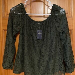 Olive Green Lace Top